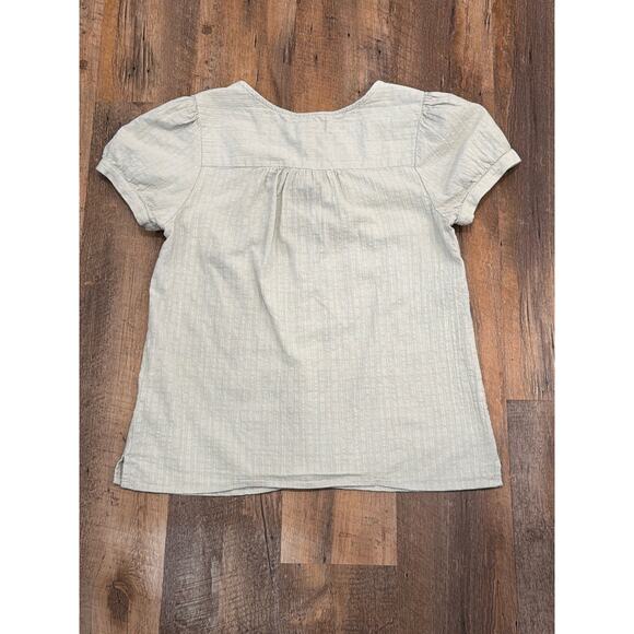 Modcloth 100% Cotton taupe tie front blouse MED - Picture 2 of 8